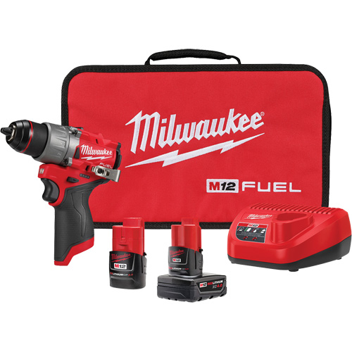 M12 Fuel Drill/Driver Kit, Lithium-Ion, 12 V, 1/2" Chuck, 400 in-lbs Torque Par Equipment