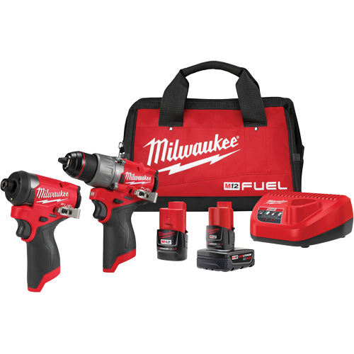 M12 FUEL 1/2" Drill Driver & 1/4" Hex Impact Driver Combo Kit, Lithium-Ion, 12 V Par Equipment