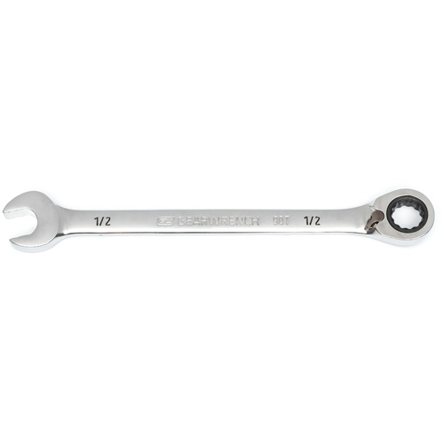 90-Tooth Reversible Ratcheting Wrench, 12 Point, 1/2", Chrome/Polished Finish Par Equipment