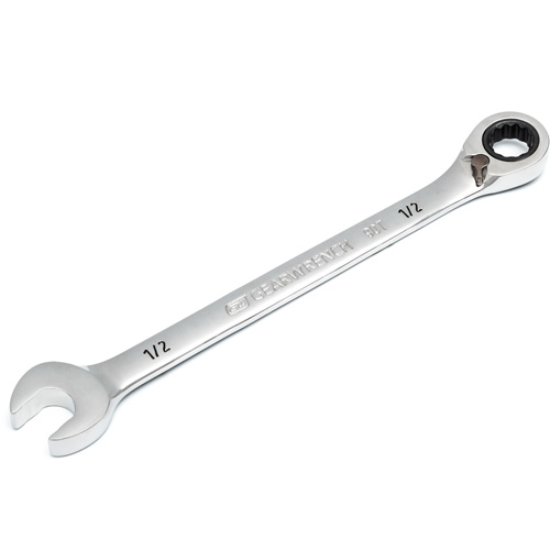90-Tooth Reversible Ratcheting Wrench, 12 Point, 1/2", Chrome/Polished Finish Par Equipment