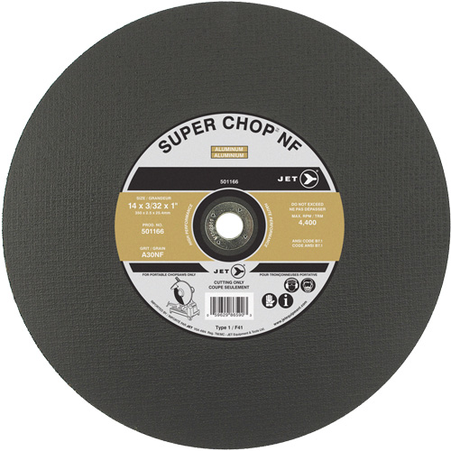 Meule &agrave; tronçonner Super Chop A30NF, 14" x 3/32", Arbre de 1", Type 1, 4400 Tr/min Par Equipment