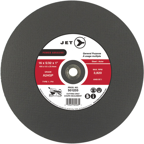 A24GP Power Abrasive Cut-Off Wheel, 20" x 5/32", 1" Arbor, Type 1, 3000 RPM Par Equipment