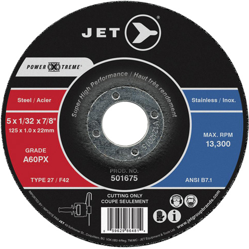 Meule &agrave; tronçonner Power-Xtreme A60PX, 6" x 3/64", Arbre de 7/8", Type 27, 10 200 Tr/min Par Equipment