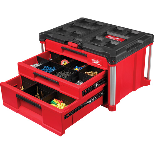 Boîte &agrave; outils avec 3 tiroirs PackOut, 16-3/10" x 22-1/5" x 14-3/10", Rouge Par Equipment