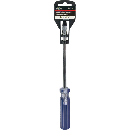 Tournevis &agrave; fente bleu transparent avec bandes, Tige de 5/16", Ronde, Prise en Plastique Par Equipment