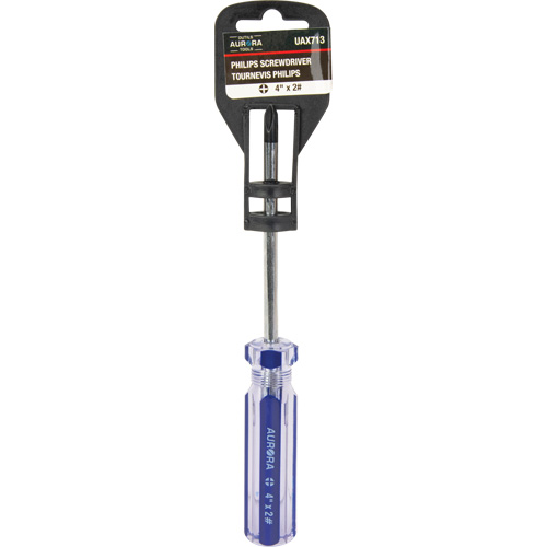 Tournevis Philips bleu transparent avec bandes, #2, Prise Plastique Par Equipment