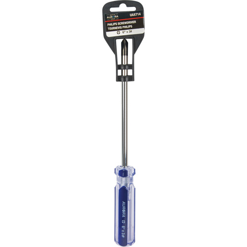 Tournevis Philips bleu transparent avec bandes, #3, Prise Plastique Par Equipment