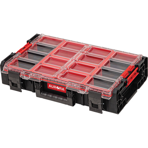 Arx&reg; X-Large Organizer with Short Bins, 23" x 15-1/5" x 5", Black Par Equipment