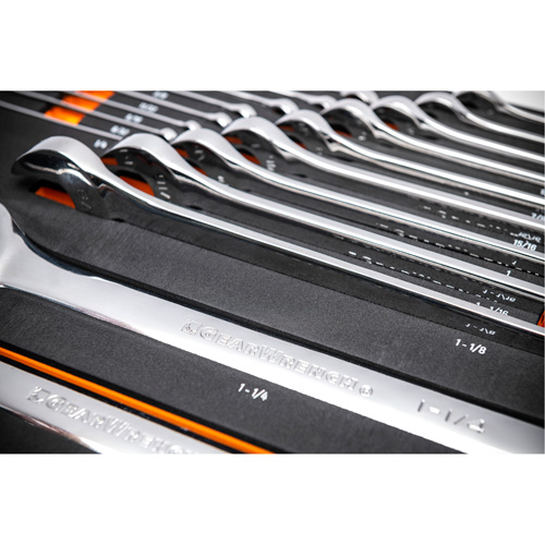12-Point Long Pattern Combination SAE Wrench Set in Foam Storage Tray, Open-Ended, 19 Pieces, Imperial Par Equipment