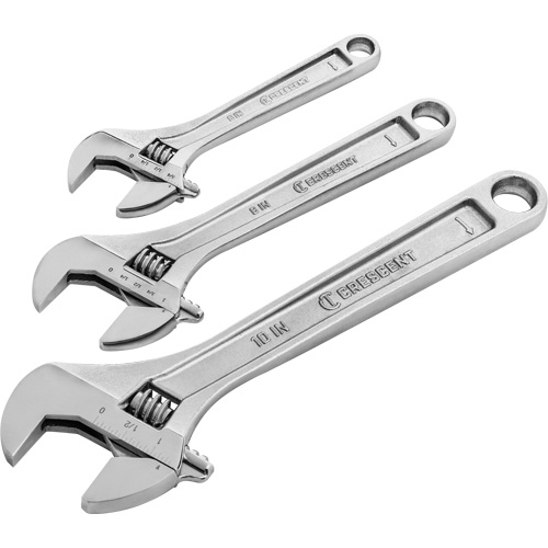 Wrench Set, Adjustable, 3 Pieces, Imperial and Metric Par Equipment