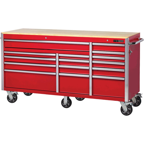 PRC7215 Armoire roulante de s&eacute;rie Pro, 15 tiroirs, 72" la x 24" p x Rouge Par Equipment