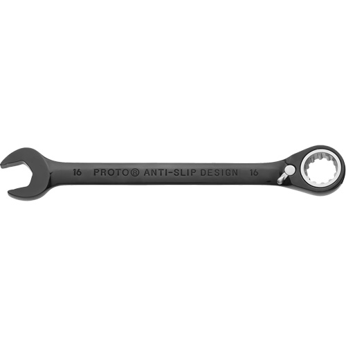 Metric Spline Combination Reversible Ratcheting Wrench, Black/Chrome Finish Par Equipment