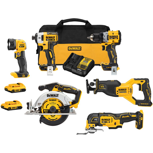 XR&reg; Cordless Brushless 6-Tool Combo Kit , Lithium-Ion, 20 V Par Equipment