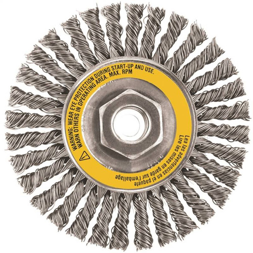 Wheel Brush, 4" Dia., 0.02" Fill, 5/8"-11 Arbor, Stainless Steel Par Equipment