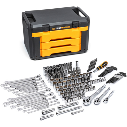 Mechanics Tool Set in 3 Drawer Storage Box Par Equipment