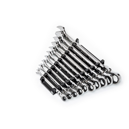 Jeu de cl&eacute;s SAE &agrave; 12 pans et 90 dents, T&ecirc;te articul&eacute;e/Combinaison &agrave; cliquet, 10 morceaux, Imp&eacute;rial Par Equipment