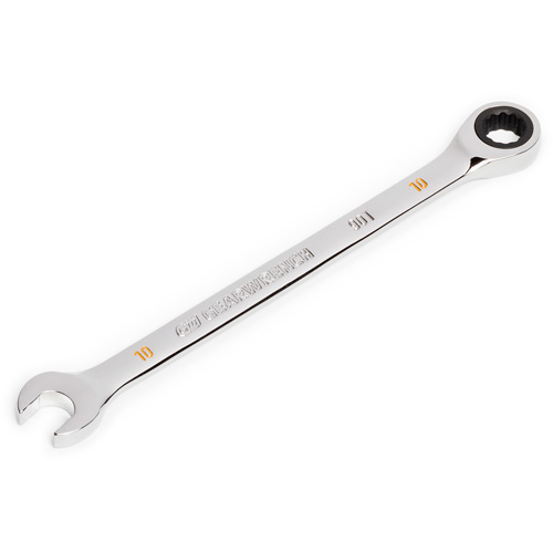 90-Tooth Ratcheting Combination Wrench, 12 Point, 10 mm, Chrome Finish Par Equipment