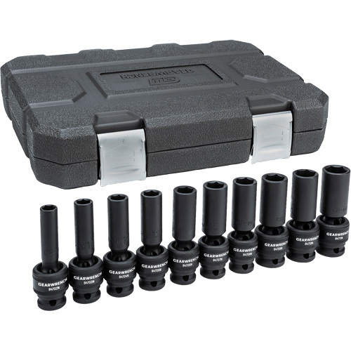 6-Point Universal Metric Socket Set, 10 Pcs, Impact, 1/2" Drive Size, Deep Par Equipment