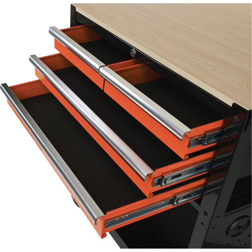 Utility Cart, 4 Drawers, Black/Orange Par Equipment