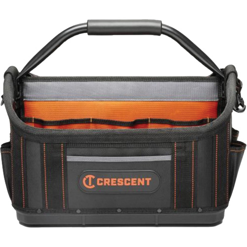 Sac ouvert de 17" pour outils d'ouvrier, Polyester, 25 pochettes, Noir/Orange Par Equipment