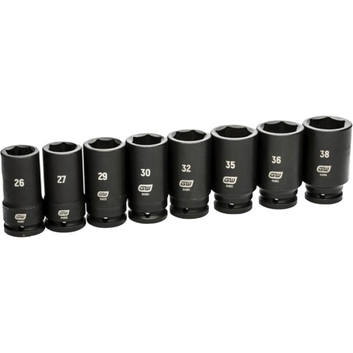 6 Point SAE Socket Set, 8 Pcs, Impact, 3/4" Drive Size, Deep Par Equipment
