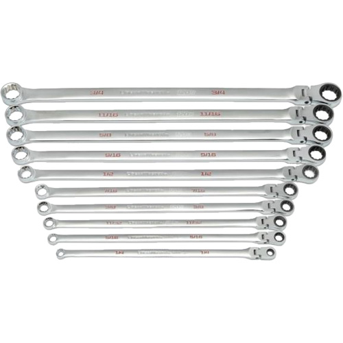 120XP Universal Spline XL Flex Head GearBox Wrench Set, Ratcheting Box, 10 Pieces, Imperial Par Equipment
