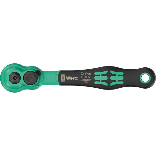 A Zyklop Comfort Ratchet with Reversing Lever, 1/4" Drive, Ergonomic Handle Par Equipment