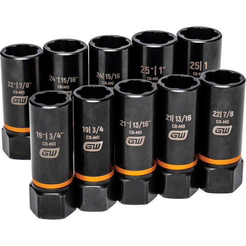 Bolt Biter Extraction Socket Set, 10 Pcs, Impact, 1/2" Drive Size, Deep Par Equipment