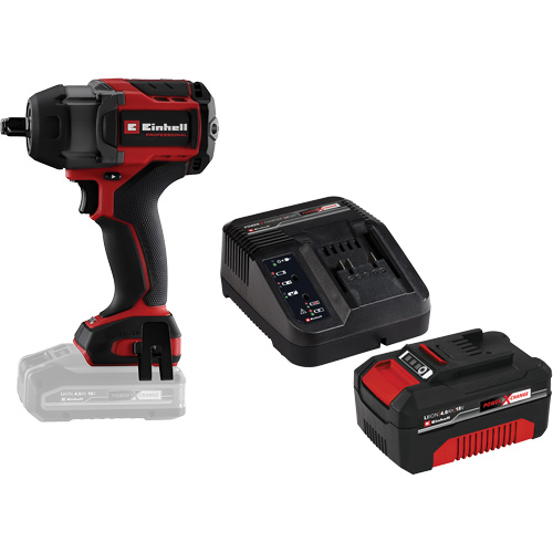 Cl&eacute; &agrave; chocs professionnelle sans fil avec batterie 4 Ah PXC et ensemble de d&eacute;part de chargeur, 18 V, Mandrin 1/2" Par Equipment