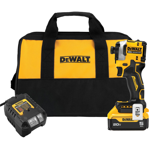 ATOMIC Brushless Cordless 3-Speed Impact Driver Kit, 1/4", 1825 in-lbs Max. Torque, 20 V, Lithium-Ion Par Equipment