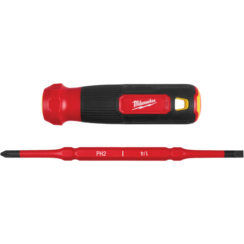 2-in-1 1000V Insulated Flip Shank Multi-Bit Screwdriver, 8-4/5" L, Cushion Grip Handle Par Equipment