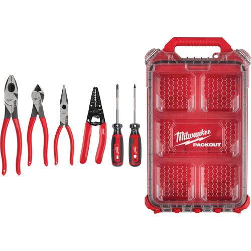 Ensemble de pinces &agrave; prise gain&eacute;e, pince &agrave; d&eacute;nuder et tournevis &agrave; prise coussin&eacute;e avec organisateur PACKOUT Par Equipment