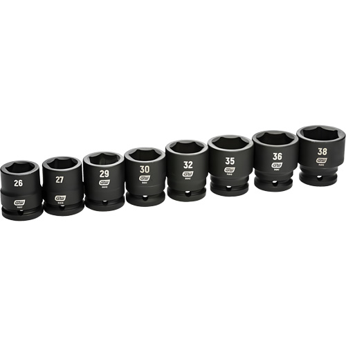 6-Point Metric Socket Set, 8 Pcs, Impact, 3/4" Drive Size Par Equipment