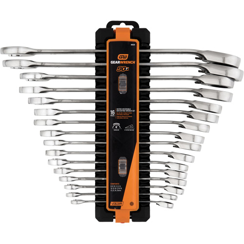 90-Tooth 12-Point Reversible Wrench Set, Ratcheting Box, 16 Pieces, Metric Par Equipment