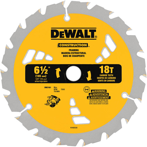 Contractor Saw Blade - Nail Cutting, 6-1/2", 18 Teeth, Wood Use Par Equipment