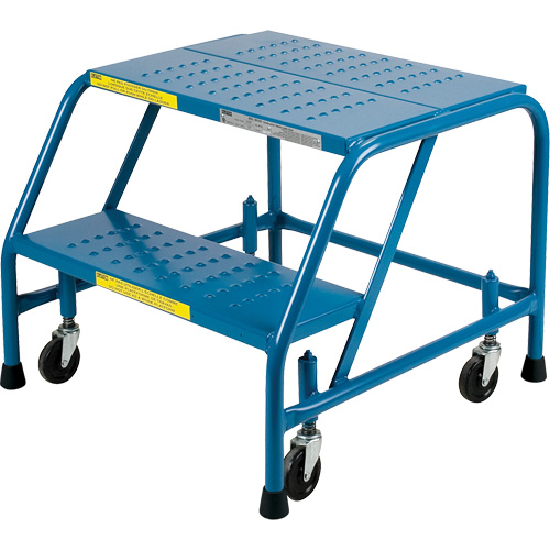 Rolling Step Ladder, 2 Steps, 18" Step Width, 19" Platform Height, Steel Par Equipment