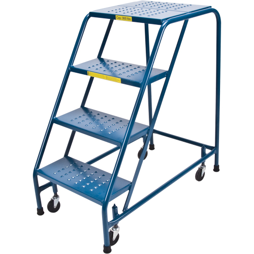 Rolling Step Ladder, 4 Steps, 18" Step Width, 37" Platform Height, Steel Par Equipment