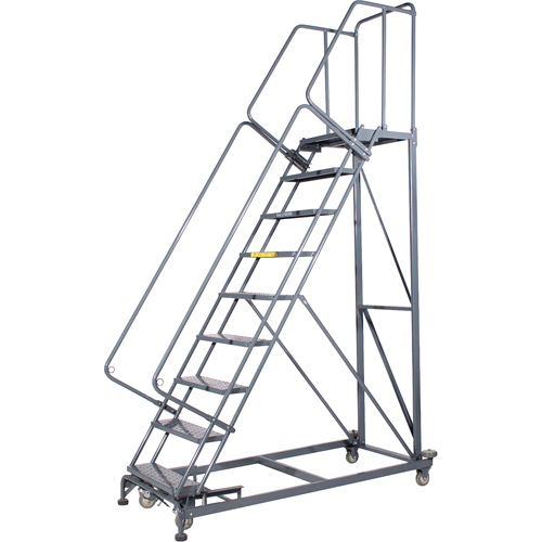 Monster Rolling Ladders, 10 Steps, 24" Step Width, 100" Platform Height, Steel Par Equipment