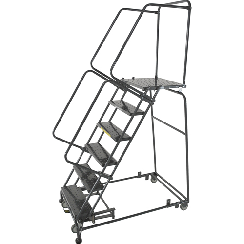 &eacute;chelles roulantes avec pied verrouillable activ&eacute; par le poids, 5 marches, Largeur de la marche 24", Hauteur de la plateforme 50", Acier Par Equipment