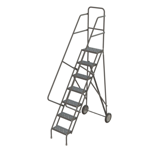 Steel Rolling Ladder, 7 Steps, 16" Step Width, 70" Platform Height, Steel Par Equipment