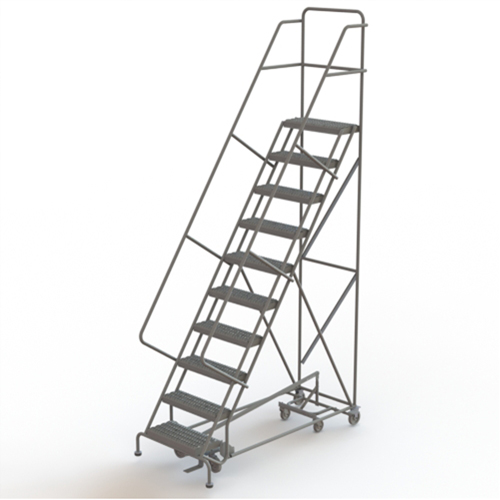 All Directional Rolling Ladder, 10 Steps, 24" Step Width, 100" Platform Height, Steel Par Equipment