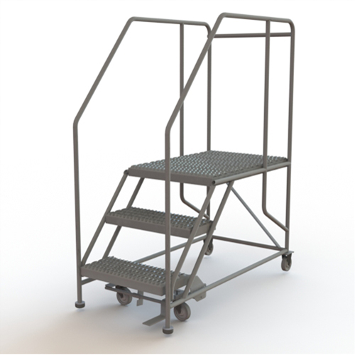 Mobile Work Platform, Steel, 3 Steps, 30" H, 35" D, 24" Step, Serrated Par Equipment