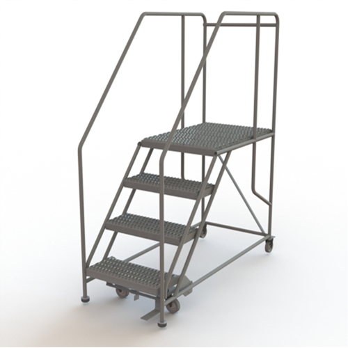 Mobile Work Platform, Steel, 4 Steps, 40" H, 35" D, 24" Step, Serrated Par Equipment