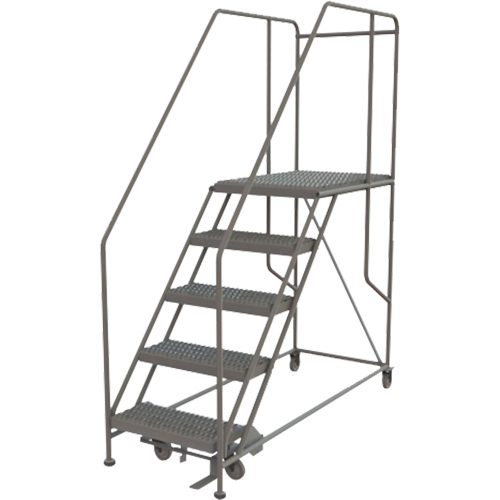 Plateforme de travail mobile, Acier, 5 Marches, 50" ha, 35" p, 24" Marche, Stri&eacute; Par Equipment
