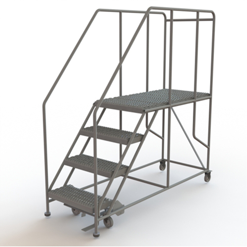 Mobile Work Platform, Steel, 4 Steps, 40" H, 47" D, 24" Step, Serrated Par Equipment