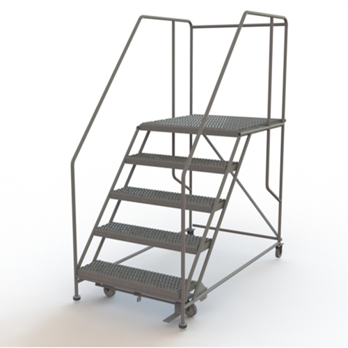 Mobile Work Platform, Steel, 5 Steps, 50" H, 36" D, 36" Step, Serrated Par Equipment