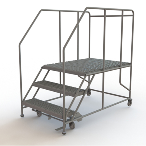 Plateforme de travail mobile, Acier, 3 Marches, 30" ha, 48" p, 36" Marche, Stri&eacute; Par Equipment