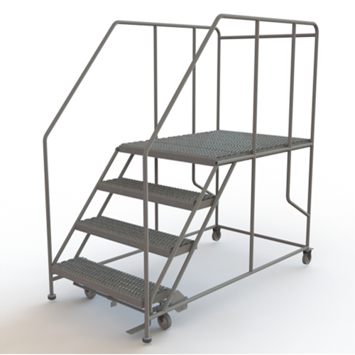 Mobile Work Platform, Steel, 4 Steps, 40" H, 48" D, 36" Step, Serrated Par Equipment