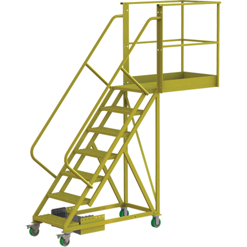 Cantilever Rolling Ladder, Unsupported, 7 Steps, 40" Platform Depth, 70" Platform Height Par Equipment