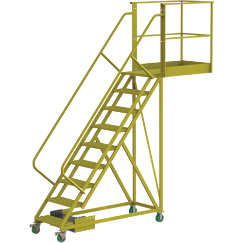 Cantilever Rolling Ladder, Unsupported, 9 Steps, 40" Platform Depth, 90" Platform Height Par Equipment
